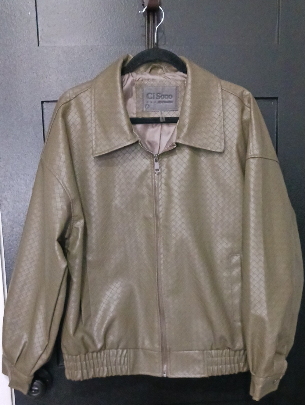 Ci Sono Women's Olive Bomber Jacket with Subtle Quilted Texture